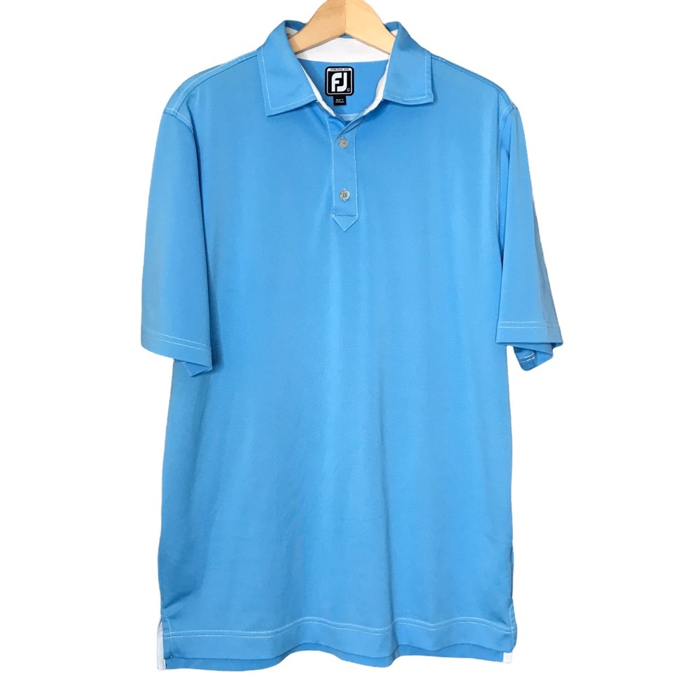 FootJoy Golf Polo Shirt Powder Blue Performance Short Sleeve Shirt Men's Large